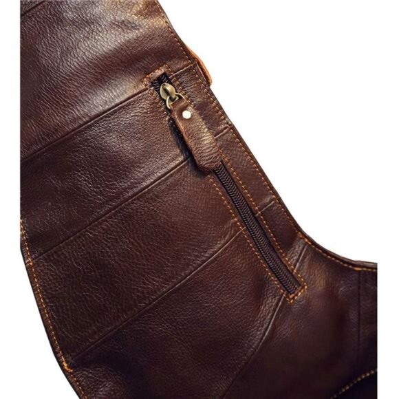 Leather Sling Bag Crossbody Backpack for Men Women Travel Outdoor Camping - Picture 4 of 7